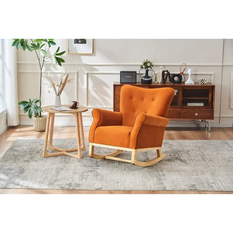 Fauteuil à bascule confortable pour chambre d'enfant, rembourré en tissu