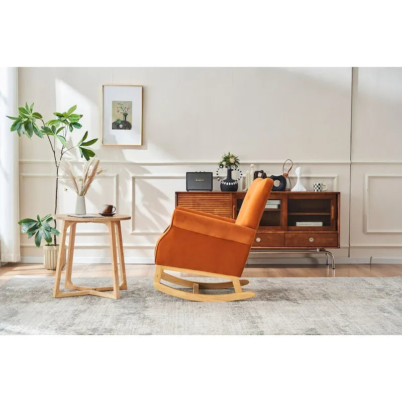 Fauteuil à bascule confortable pour chambre d'enfant, rembourré en tissu