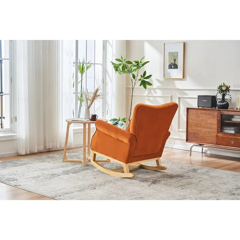 Fauteuil à bascule confortable pour chambre d'enfant, rembourré en tissu