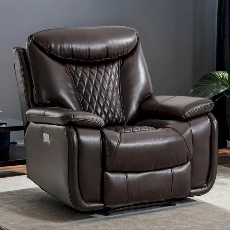 Fauteuil inclinable électrique en cuir avec repose-pieds confortable
