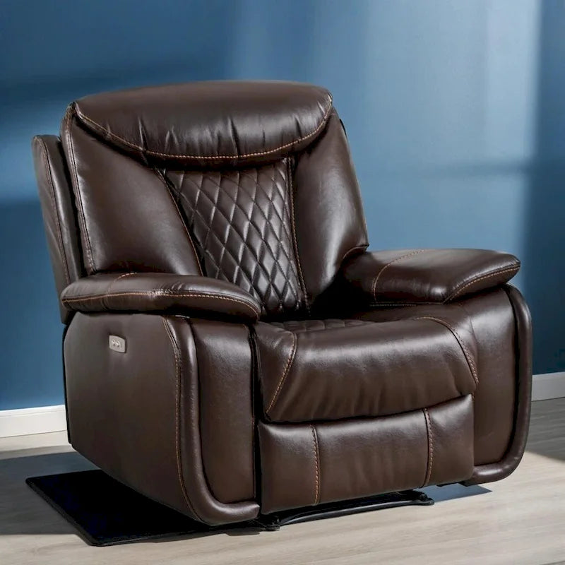 Fauteuil inclinable électrique en cuir avec repose-pieds confortable