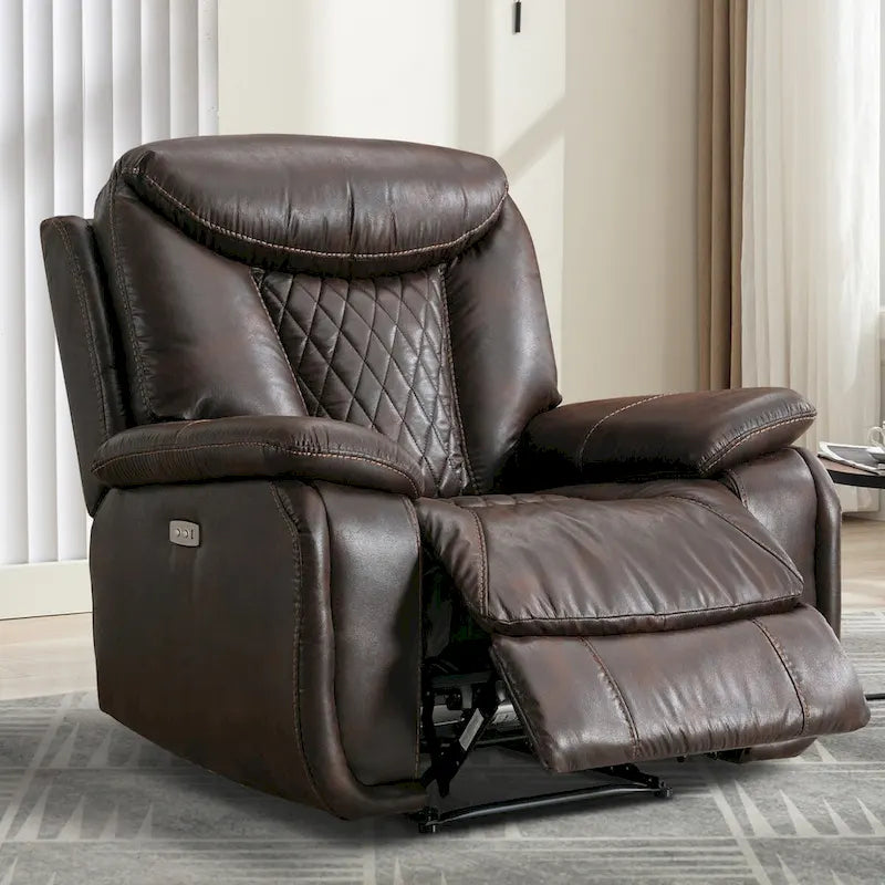 Fauteuil inclinable électrique en cuir avec repose-pieds confortable