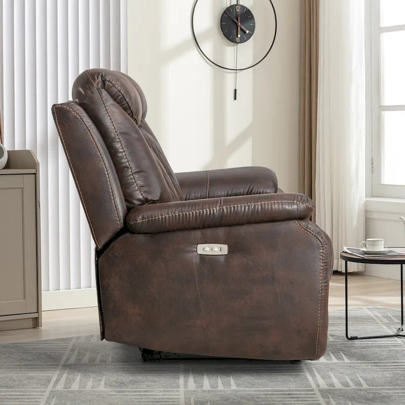Fauteuil inclinable électrique en cuir avec repose-pieds confortable