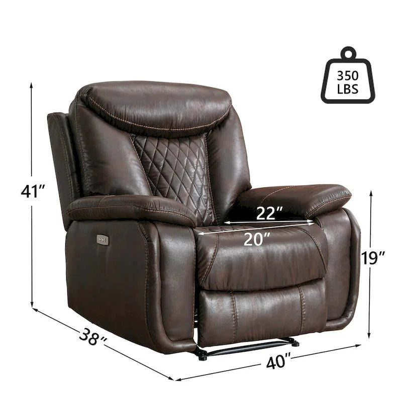 Fauteuil inclinable électrique en cuir avec repose-pieds confortable