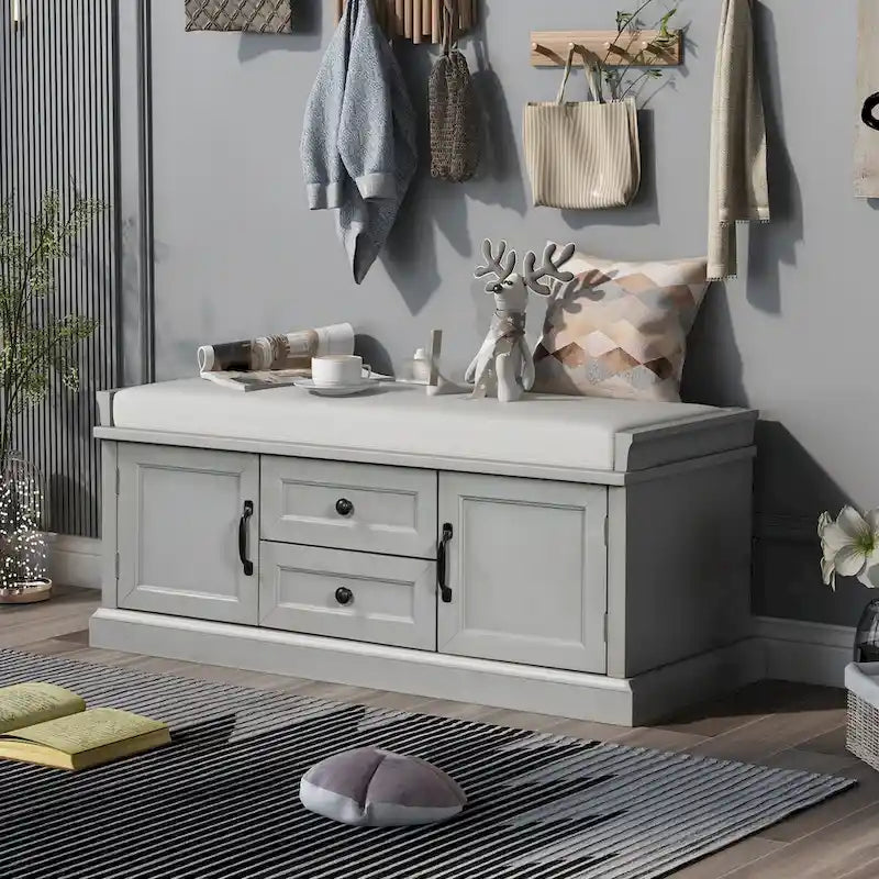 Bancs Coffres de Rangement et Coussin Amovible