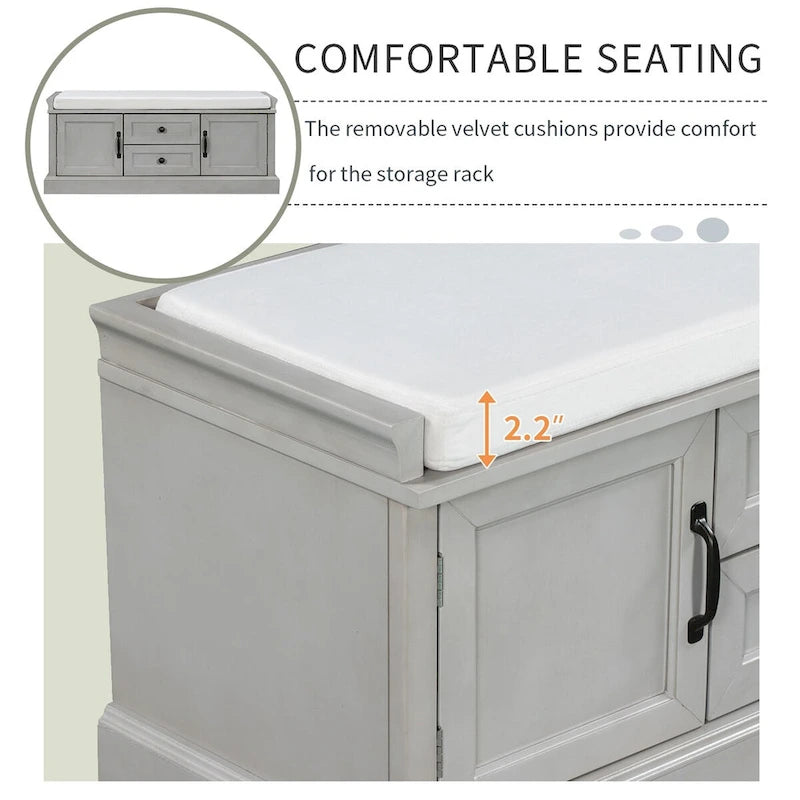Bancs Coffres de Rangement et Coussin Amovible