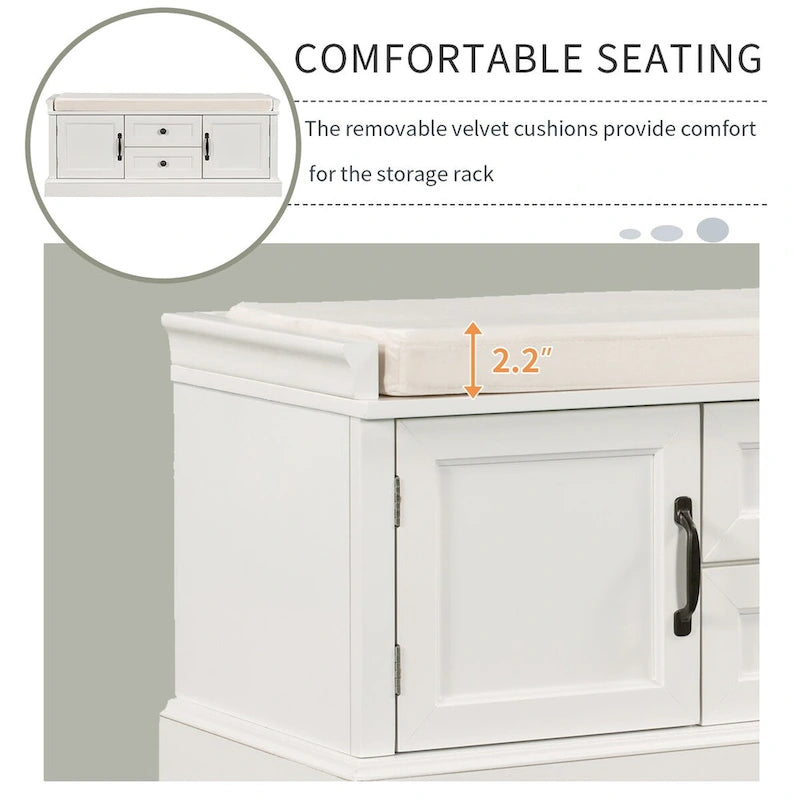 Bancs Coffres de Rangement et Coussin Amovible