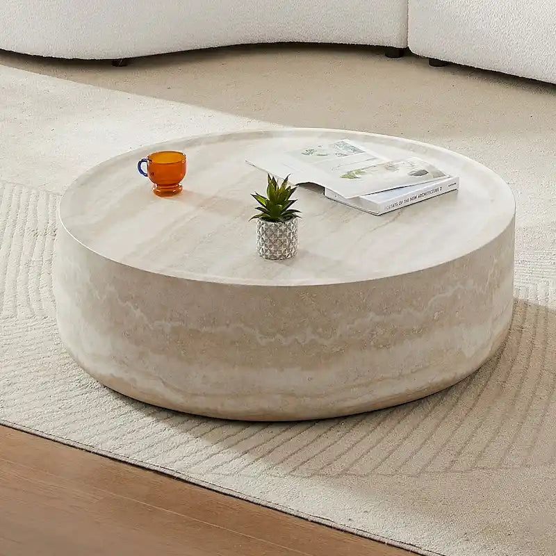 Tables basses rondes motifs MARS imitation marbre