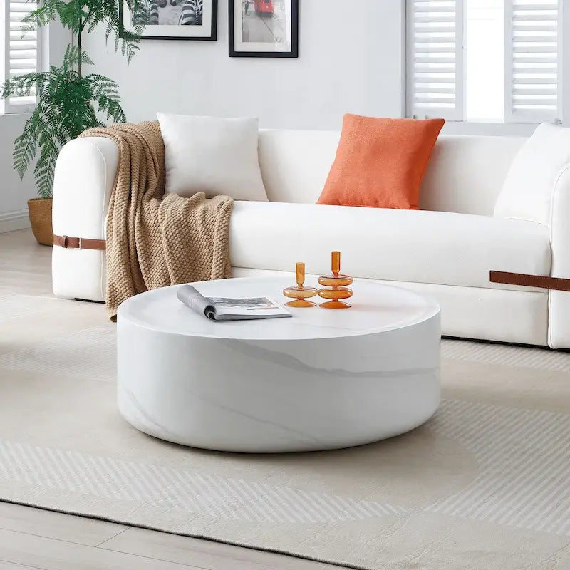 Tables basses rondes motifs MARS imitation marbre