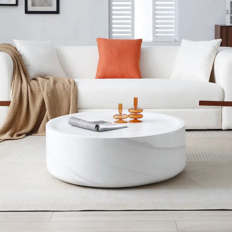 Tables basses rondes motifs MARS imitation marbre