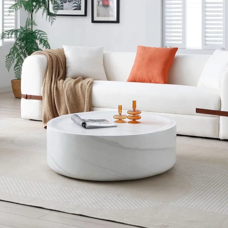 Tables basses rondes motifs MARS imitation marbre