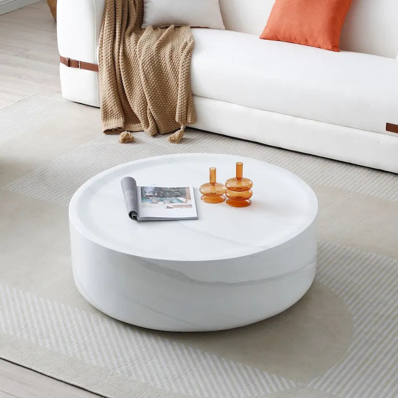 Tables basses rondes motifs MARS imitation marbre