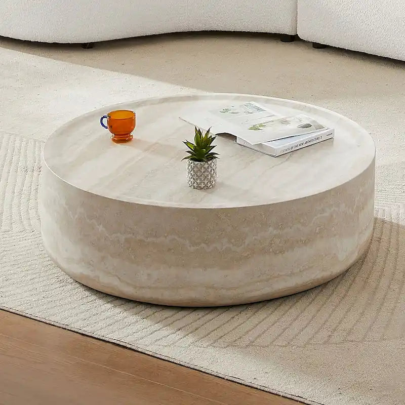 Tables basses rondes motifs MARS imitation marbre
