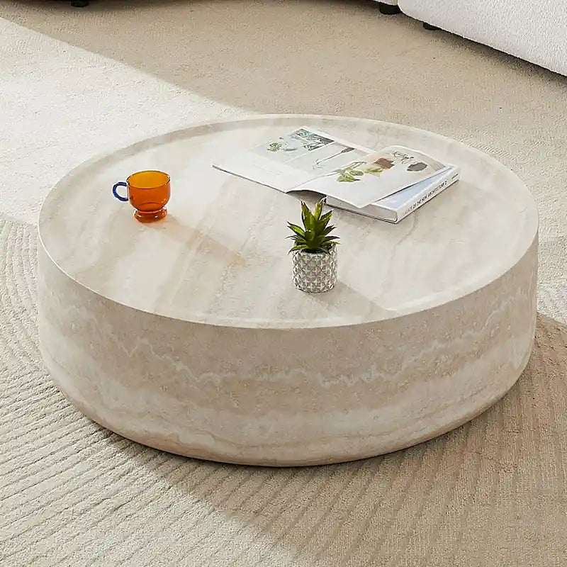 Tables basses rondes motifs MARS imitation marbre