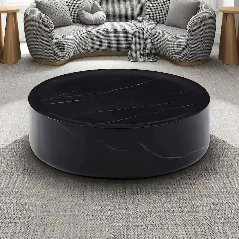 Tables basses rondes motifs MARS imitation marbre