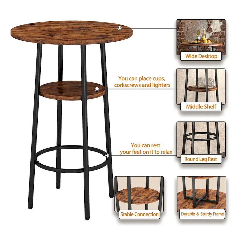 Table de bistrot ronde style industriel