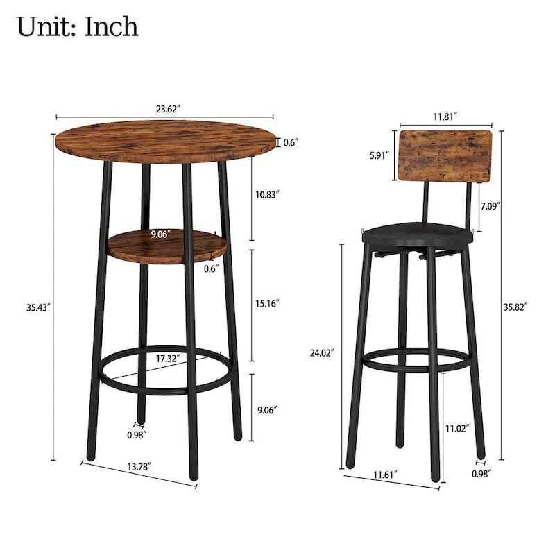 Table de bistrot ronde style industriel