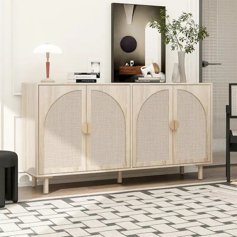 Meuble bas moderne à 4 portes avec étagère réglable