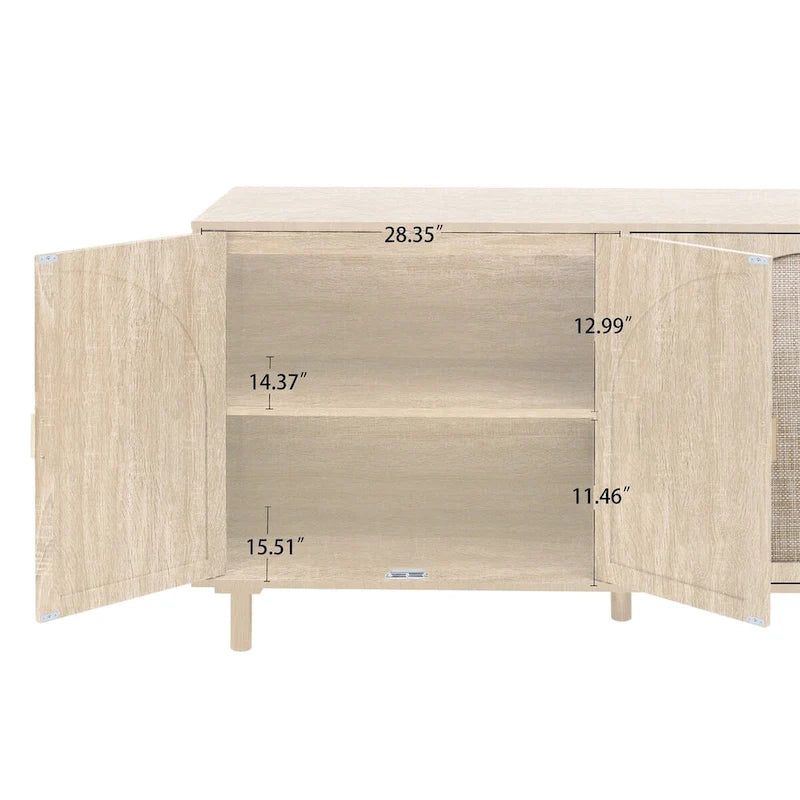 Meuble bas moderne à 4 portes avec étagère réglable