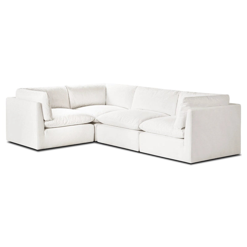 Canapé d'angle modulable en coton blanc