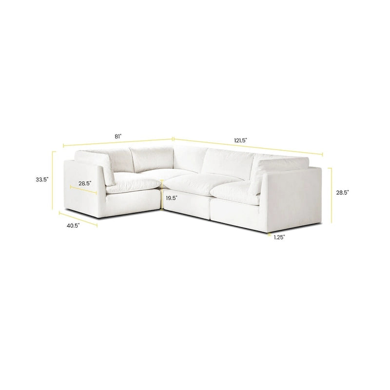 Canapé d'angle modulable en coton blanc