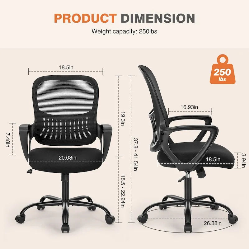 Chaises de bureau et chaises de maison en maille avec accoudoirs fixes