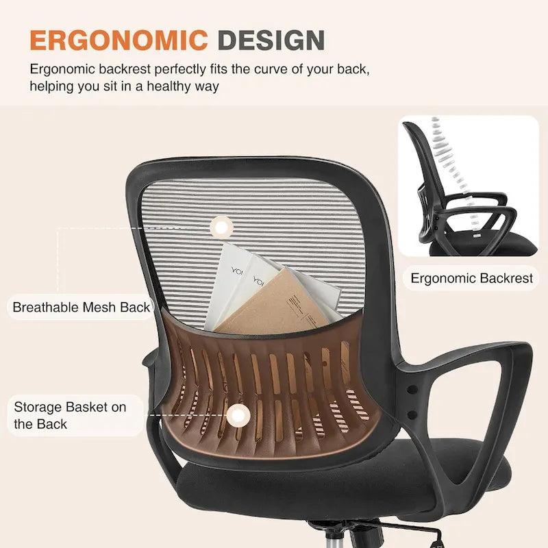 Chaises de bureau et chaises de maison en maille avec accoudoirs fixes