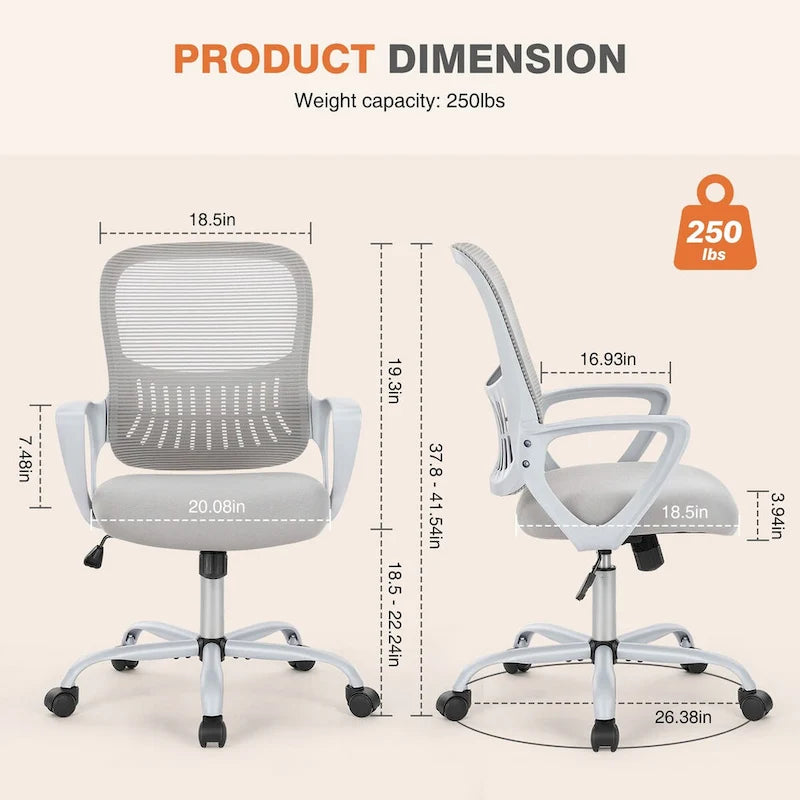 Chaises de bureau et chaises de maison en maille avec accoudoirs fixes