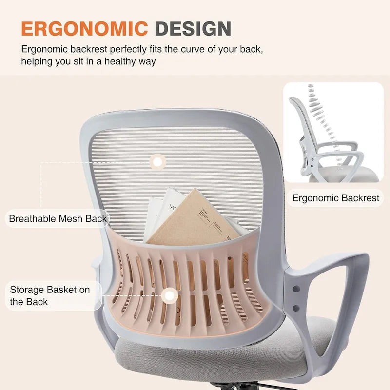 Chaises de bureau et chaises de maison en maille avec accoudoirs fixes
