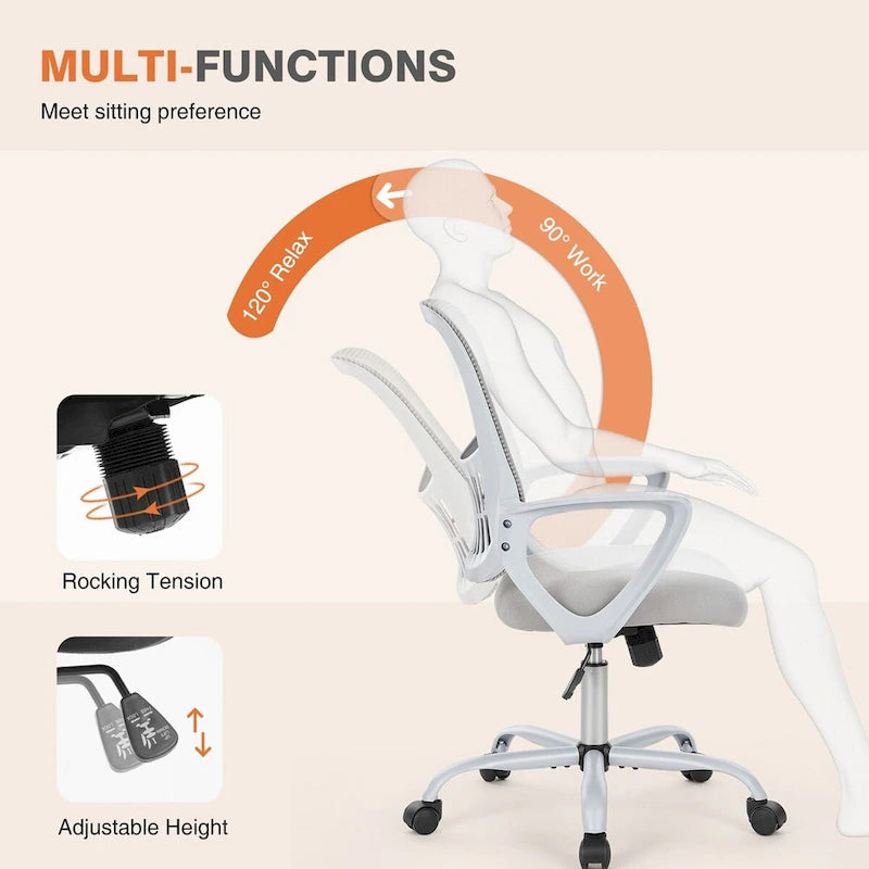 Chaises de bureau et chaises de maison en maille avec accoudoirs fixes